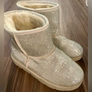 Rhinestone low top Ugg like boots